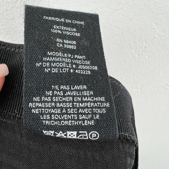 THEORY Black Pajama Pant in Hammered Viscose Satin Side-Zip Full Length 4 S - Picture 9 of 9